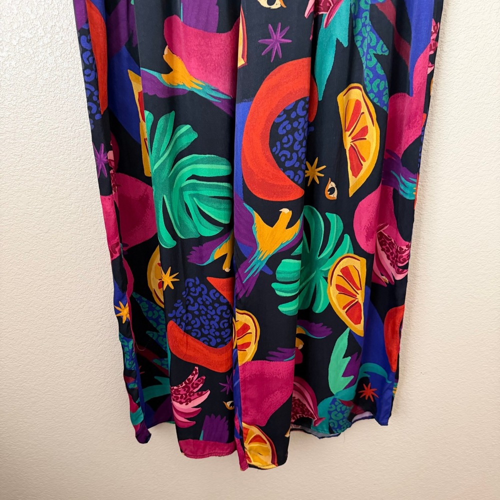 Farm Rio Pants Womens Large Mystic Jungle Wide Leg Tropical Fruit Print Colorful - Picture 5 of 13